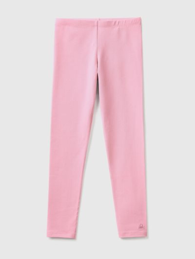 Kids' Benetton Stretch Cotton Logo Leggings Pink | NZ925187