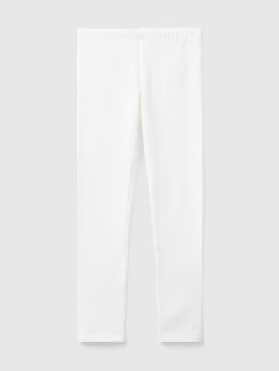 Kids' Benetton Stretch Cotton Logo Leggings White | NZ972522