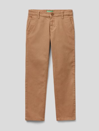 Kids' Benetton Stretch Cotton Slim Fit Chinos Beige | NZ593613