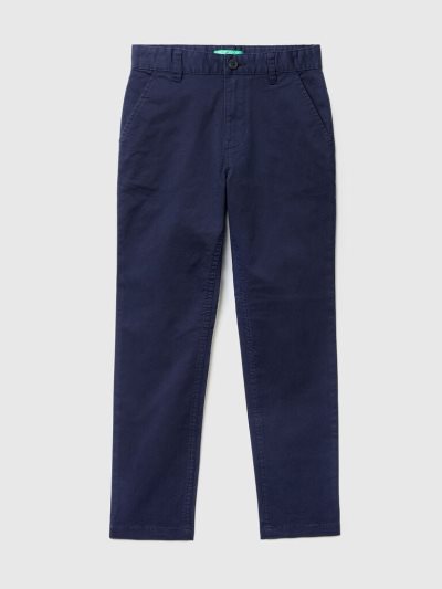Kids' Benetton Stretch Cotton Slim Fit Chinos Dark Blue | NZ625211