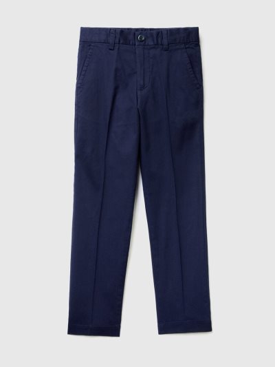 Kids' Benetton Stretch Cotton Slim Fit Chinos Dark Blue | NZ842219