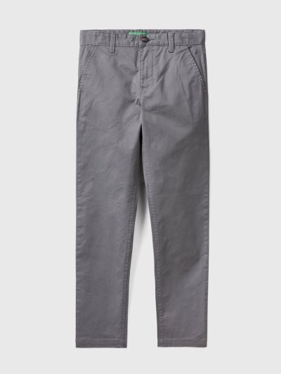 Kids' Benetton Stretch Cotton Slim Fit Chinos Dark Grey | NZ906075
