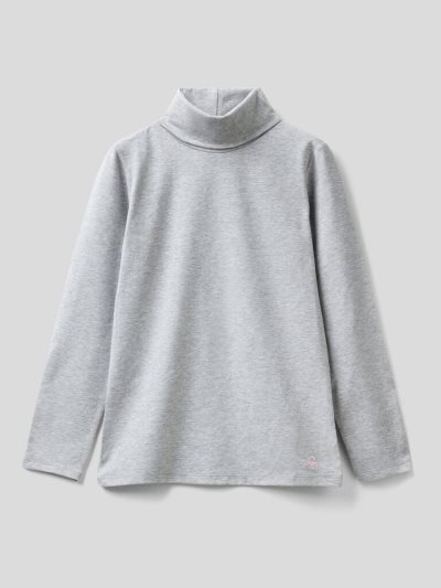 Kids' Benetton Stretch High Neck Long Sleeve T-shirts Grey | NZ478232