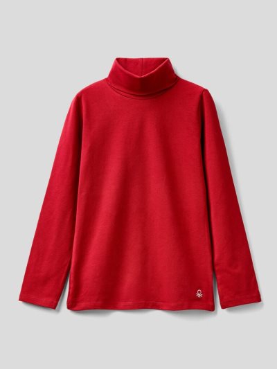 Kids' Benetton Stretch High Neck Long Sleeve T-shirts Red | NZ556210