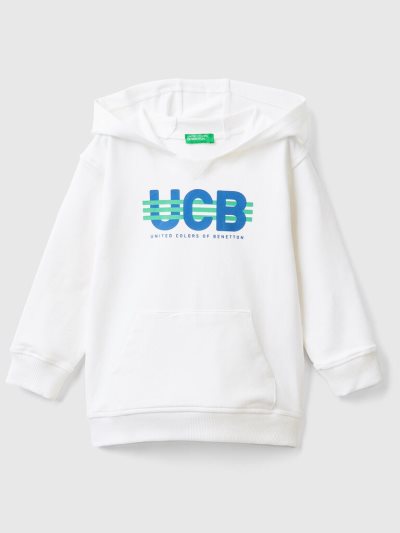 Kids' Benetton Stretch Organic Cotton Hoodie White | NZ067459