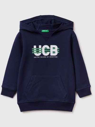 Kids' Benetton Stretch Organic Cotton Hoodie Dark Blue | NZ330315