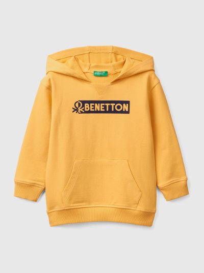 Kids' Benetton Stretch Organic Cotton Hoodie Yellow | NZ565896