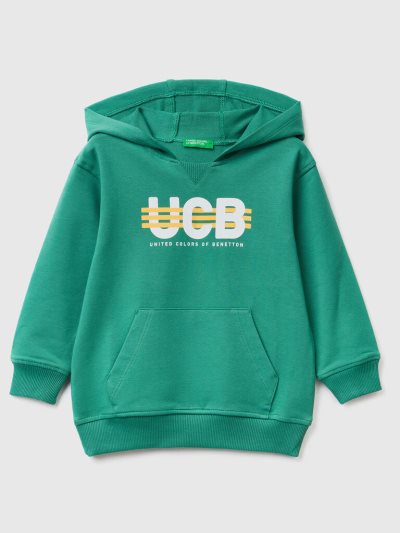 Kids' Benetton Stretch Organic Cotton Hoodie Dark Green | NZ599349