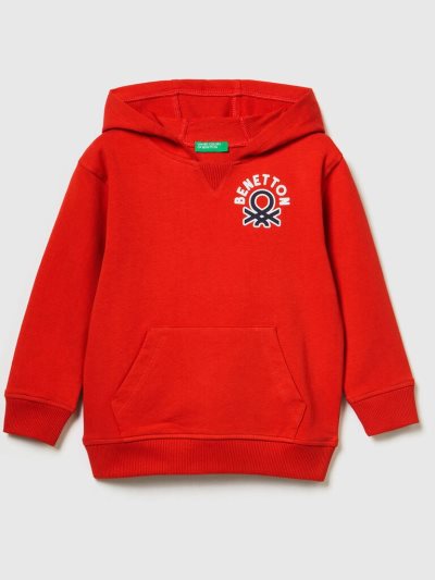 Kids' Benetton Stretch Organic Cotton Hoodie Red | NZ623084