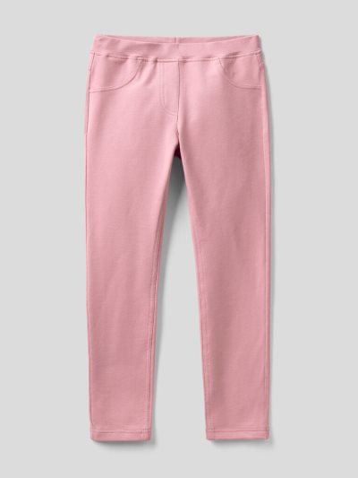 Kids' Benetton Stretch Sweat Fabric Jeggings Soft Pink | NZ101130