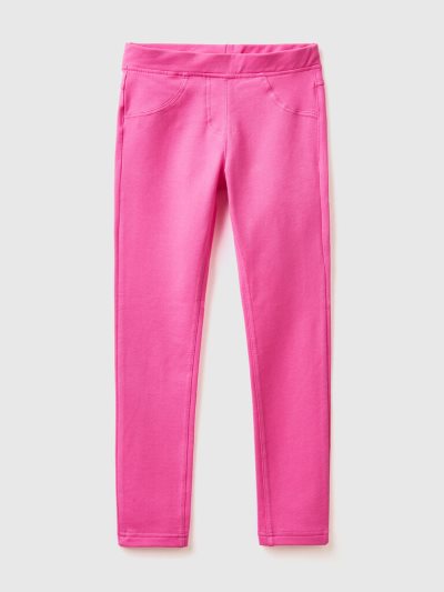 Kids' Benetton Stretch Sweat Fabric Jeggings Fuchsia | NZ322161