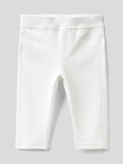 Kids' Benetton Stretch Sweat Fabric Jeggings Creamy White | NZ323758