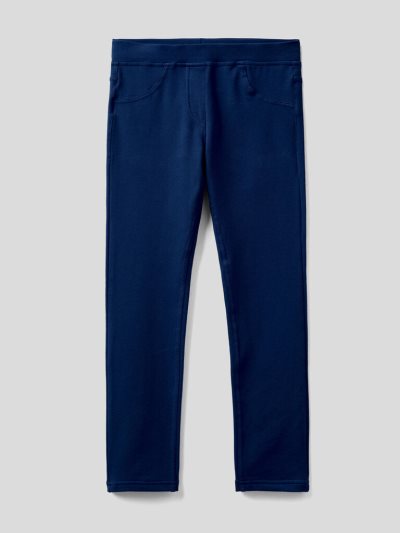 Kids' Benetton Stretch Sweat Fabric Jeggings Dark Blue | NZ514038