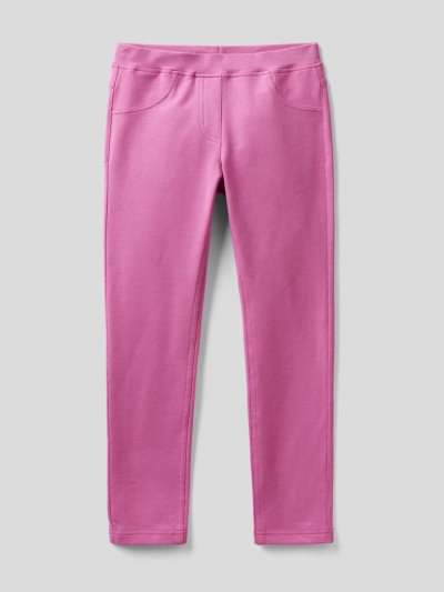 Kids' Benetton Stretch Sweat Fabric Jeggings Cyclamen | NZ631609