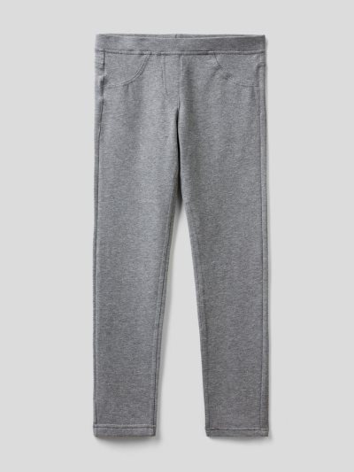 Kids' Benetton Stretch Sweat Fabric Jeggings Dark Grey | NZ876311