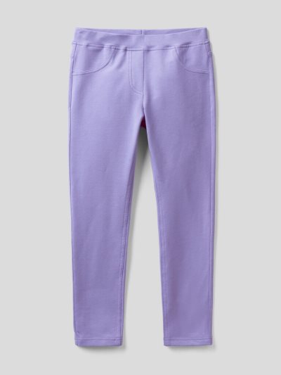 Kids' Benetton Stretch Sweat Fabric Jeggings Lilac | NZ905857