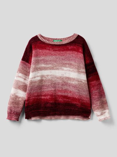 Kids' Benetton Striped Chenille Sweaters Pink | NZ139767