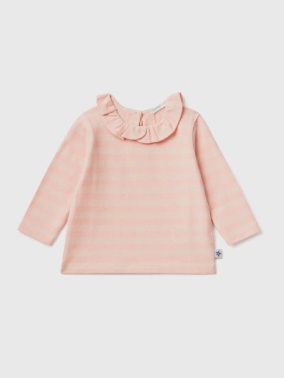 Kids' Benetton Striped Collar T Shirts Pink | NZ788053