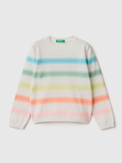 Kids' Benetton Striped Cotton Blend Sweaters Multi-color | NZ197641