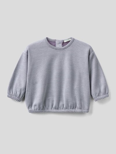 Kids' Benetton Striped Crew Neck Hoodie Blue | NZ429312