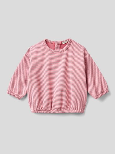 Kids' Benetton Striped Crew Neck Hoodie Cyclamen | NZ553341