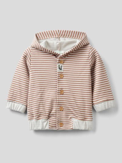 Kids' Benetton Striped Hoodie Beige | NZ857644