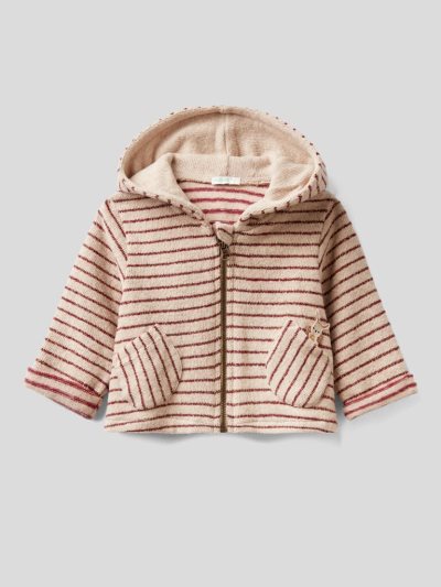 Kids' Benetton Striped Lurex Hoodie Beige | NZ991371