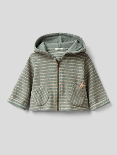 Kids' Benetton Striped Lurex Hoodie Grey | NZ225595