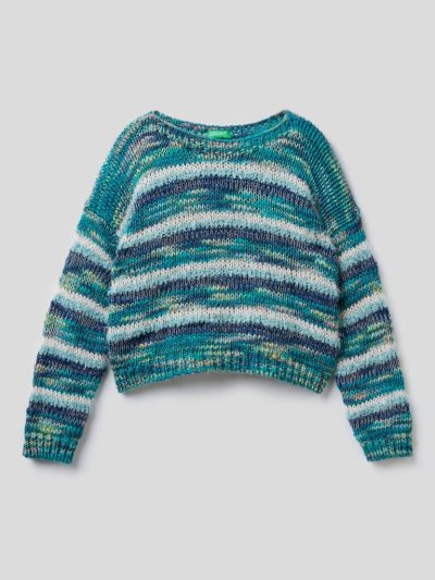 Kids' Benetton Striped Lurex Sweaters Blue | NZ421543