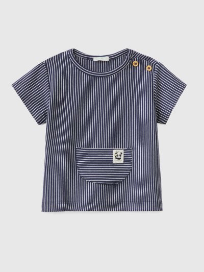 Kids' Benetton Striped Pocket T Shirts Dark Blue | NZ544690