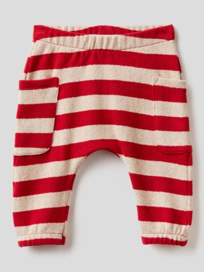 Kids' Benetton Striped Recycled Cotton Blend Trousers Red | NZ753827