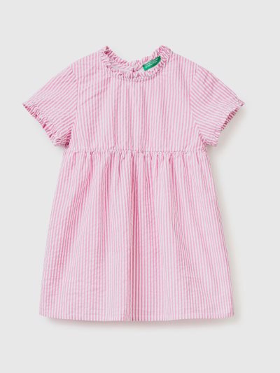 Kids' Benetton Striped Ruffles Dress Pink | NZ748713