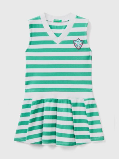 Kids' Benetton Striped Sleeveless Dress Green | NZ316680