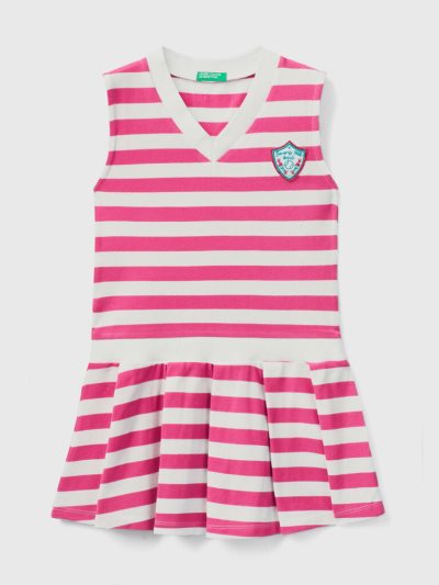 Kids' Benetton Striped Sleeveless Dress Fuchsia | NZ374662