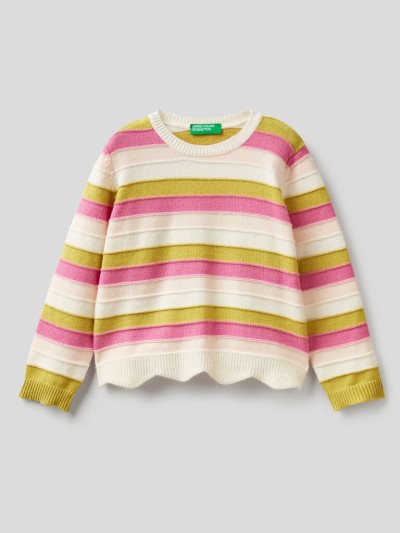 Kids' Benetton Striped Viscose Blend Sweaters Multi-color | NZ848019