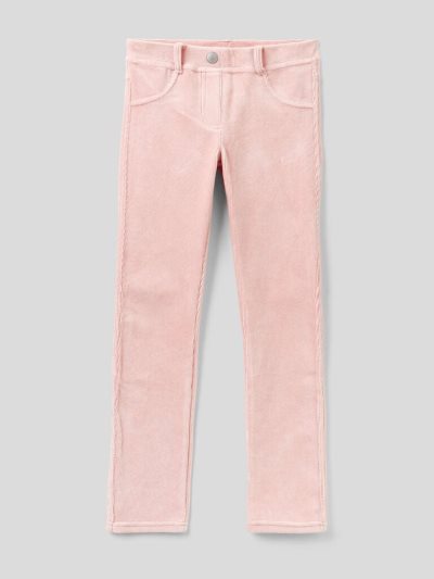 Kids' Benetton Super Skinny Chenille Trousers Soft Pink | NZ075772