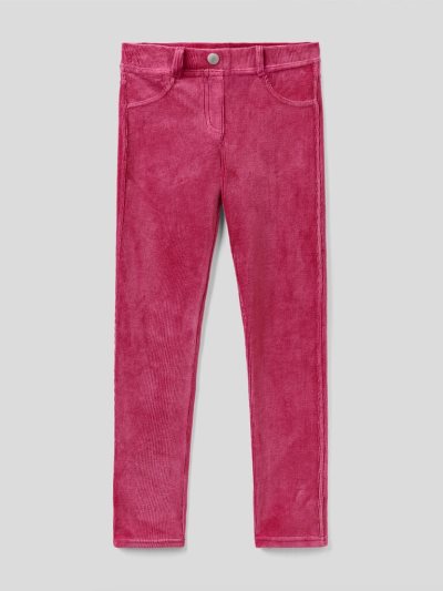 Kids' Benetton Super Skinny Chenille Trousers Burgundy | NZ099228