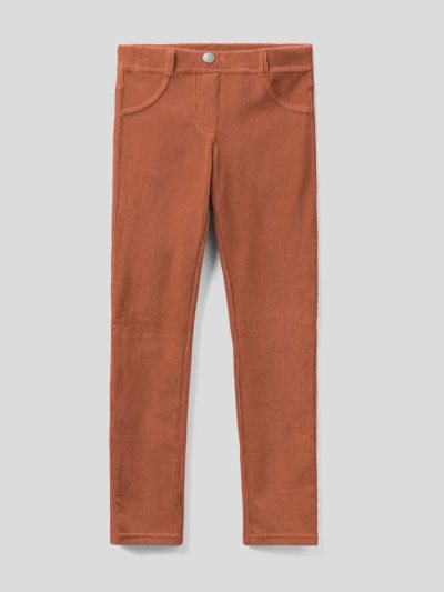 Kids' Benetton Super Skinny Chenille Trousers Brown | NZ174058