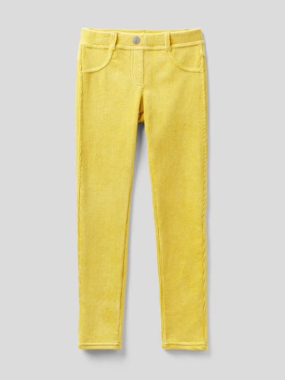 Kids' Benetton Super Skinny Chenille Trousers Yellow | NZ199181