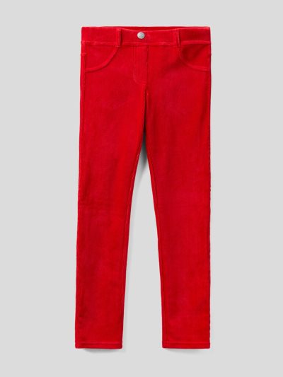 Kids' Benetton Super Skinny Chenille Trousers Red | NZ260955