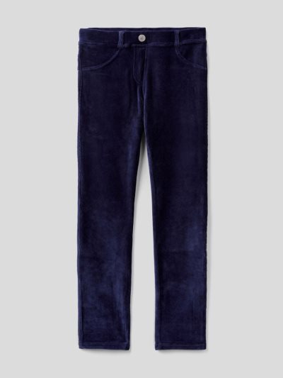 Kids' Benetton Super Skinny Chenille Trousers Dark Blue | NZ700170