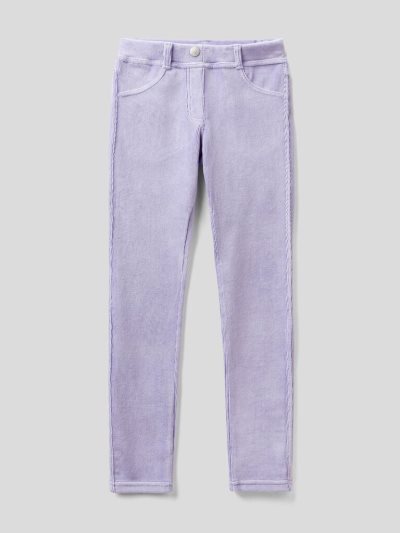 Kids' Benetton Super Skinny Chenille Trousers Lilac | NZ793297