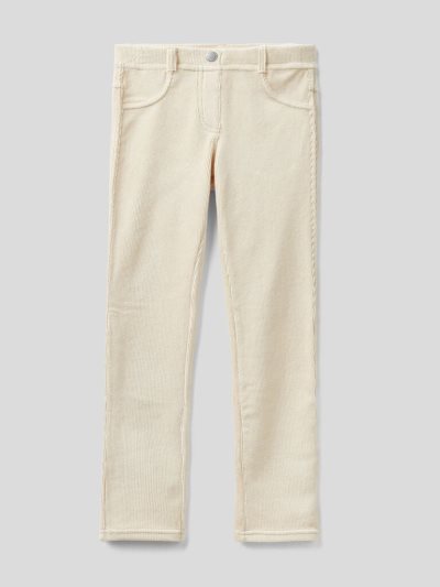 Kids' Benetton Super Skinny Chenille Trousers Creamy White | NZ867383