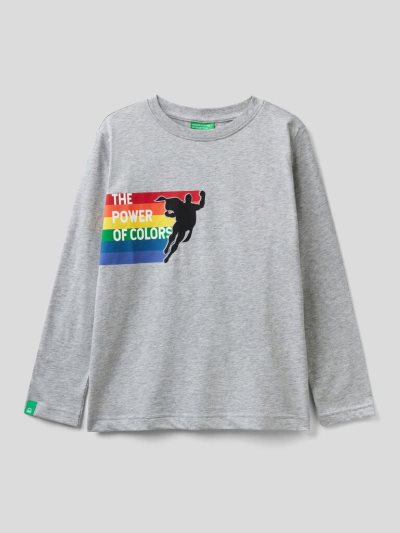 Kids' Benetton Superhero ©&™dc Comics Long Sleeve T-shirts Grey | NZ825213