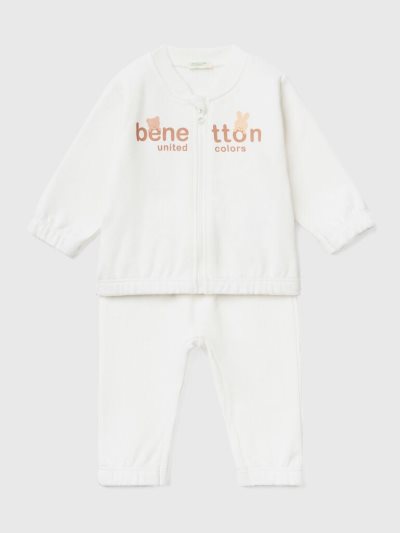 Kids' Benetton Sweat Sports Dungarees Creamy White | NZ704604