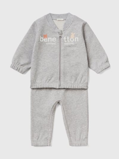 Kids' Benetton Sweat Sports Dungarees Light Grey | NZ309121