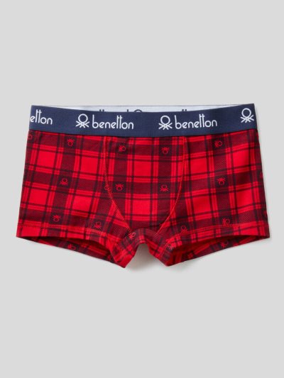 Kids' Benetton Tartan Boxers Red | NZ952447