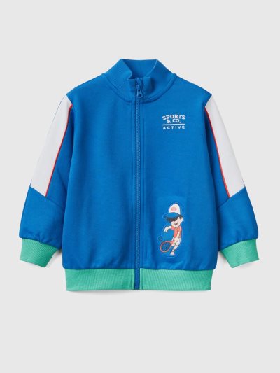 Kids' Benetton Technical Fabric Zip Sweatshirt Bright Blue | NZ152492
