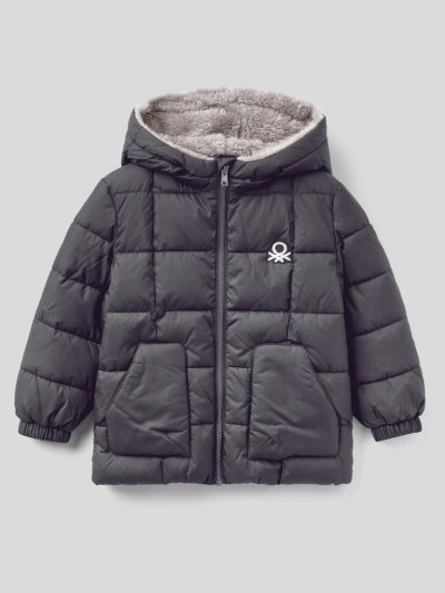 Kids' Benetton Teddy Interior Padded Jackets Dark Grey | NZ389603