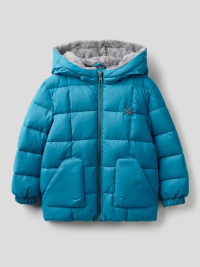 Kids' Benetton Teddy Interior Padded Jackets Light Blue | NZ448282